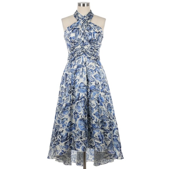 Ralph Lauren Dresses & Skirts - Auth RALPH LAUREN PURPLE LABEL Runway Silk Halter Dress Blue Floral Porcelain 8